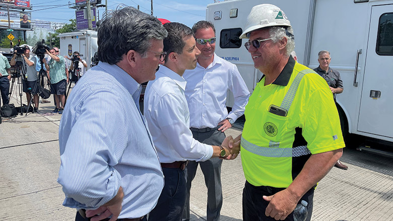 PennDOT Secretary Mike Carroll (left) and U.S. Dept. of Transportation Secretary Pete Buttigieg