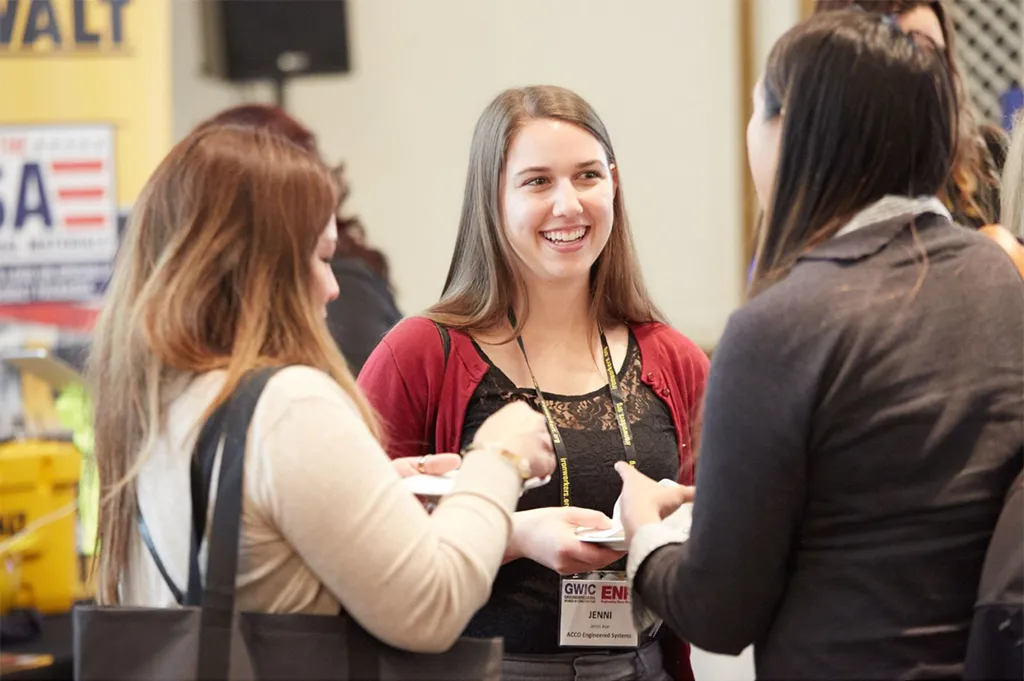 An exhibitor booth offers unique networking opportunities at Groundbreaking Women in Construction